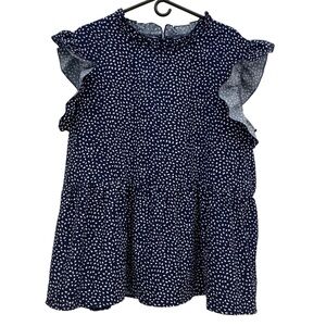 Shein‎ Curve Rain Drop Print Top Womens Ruffle Sleeve 4xl Blue White Blouse
